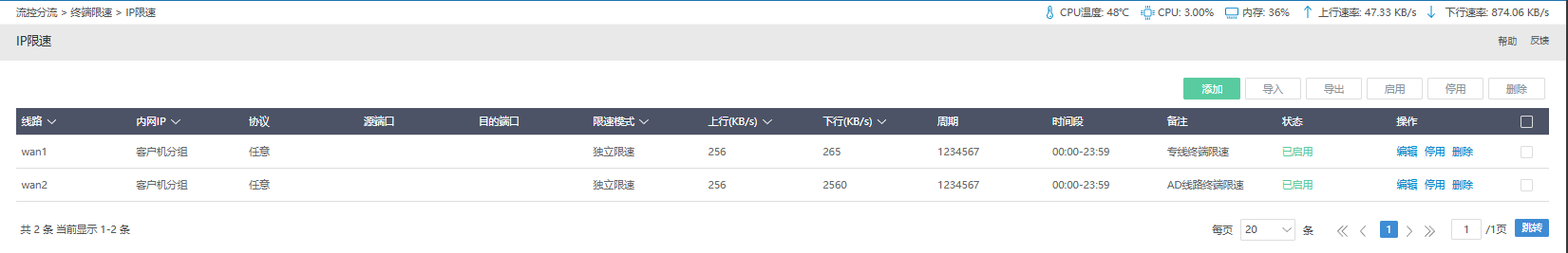 网吧场景流控配置建议 (仅供参考)